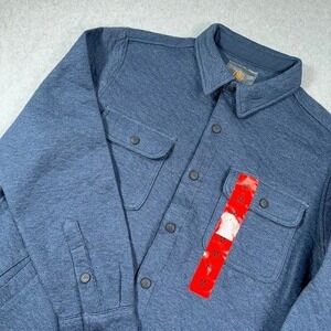 NWT Cloudveil Quilted Shacket Mens M MEDIUM BLUE Jacquard Knit Jacket Snap